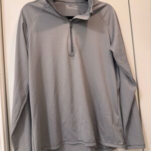 Under Armour Gray Striped HeatGear Quarter-Zip Pullover